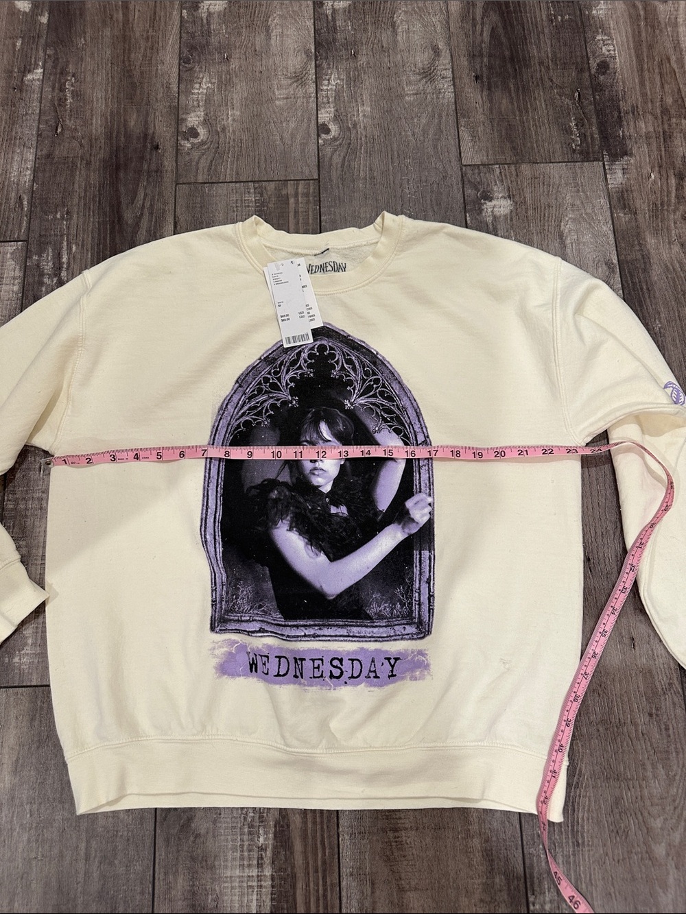Urban Outfitters Wednesday Cream Crewneck with Lavender